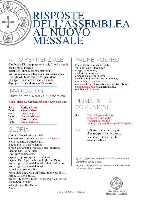 RISPOSTE DELL'ASSEMBLEA Terza edizione Messale Romano